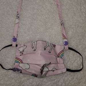 Pleated Unicorn Face Mask with Lanyard